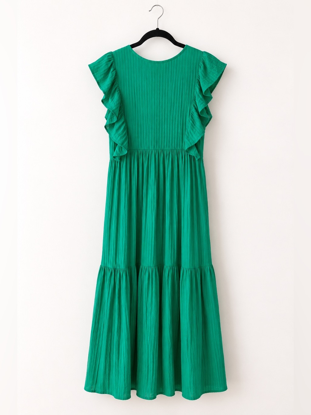 Emerald Green Midi Lightweight Dress | Boho Cottagecore Romantic | Women’s S